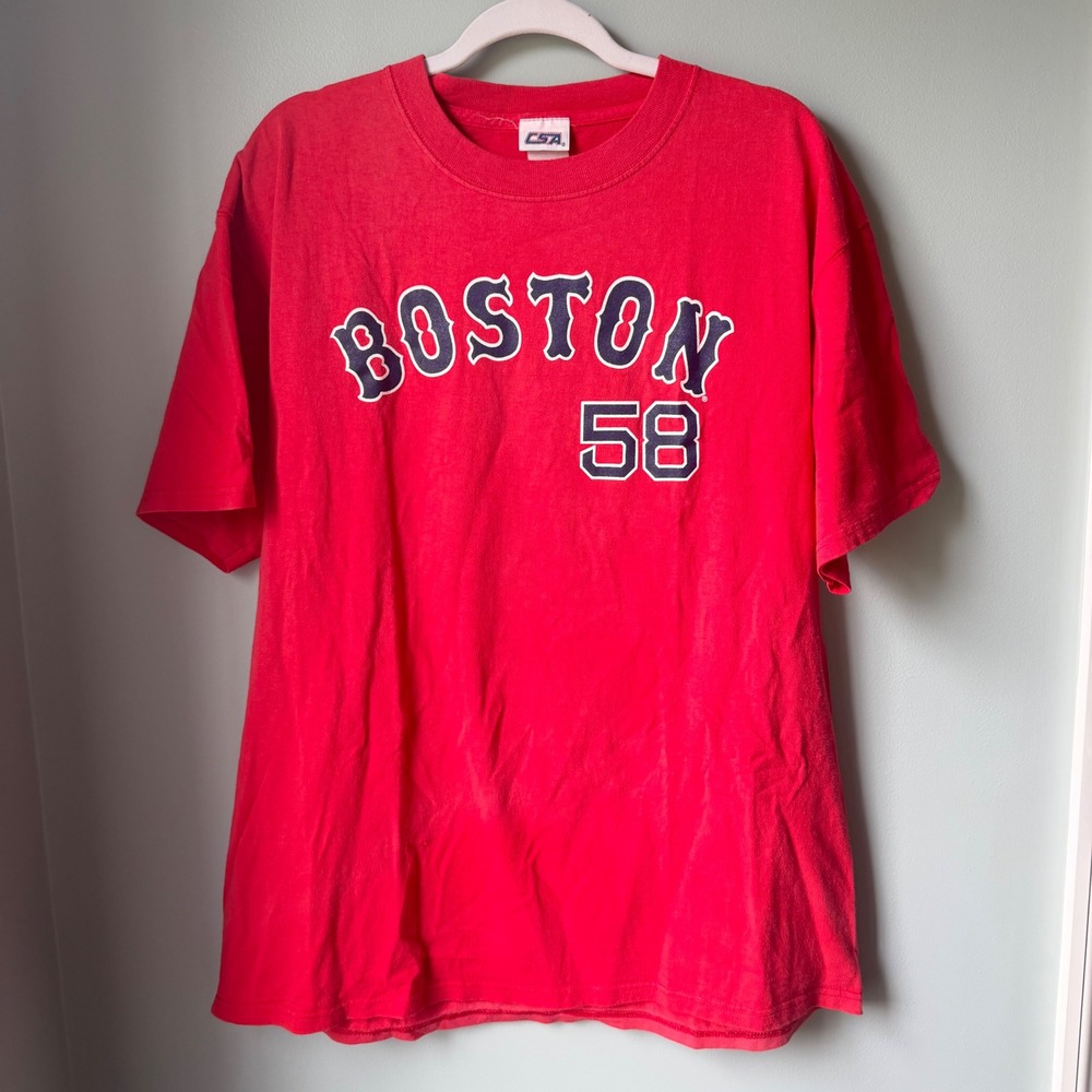 Vintage 2006 Boston Red Sox Jonathan Papelbon 58 T-Shirt Red CSA Mens Large
